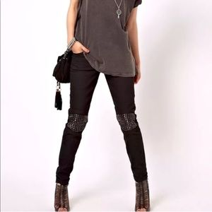 Joe's Jean's Rocker Embellished Knee Black Jeans